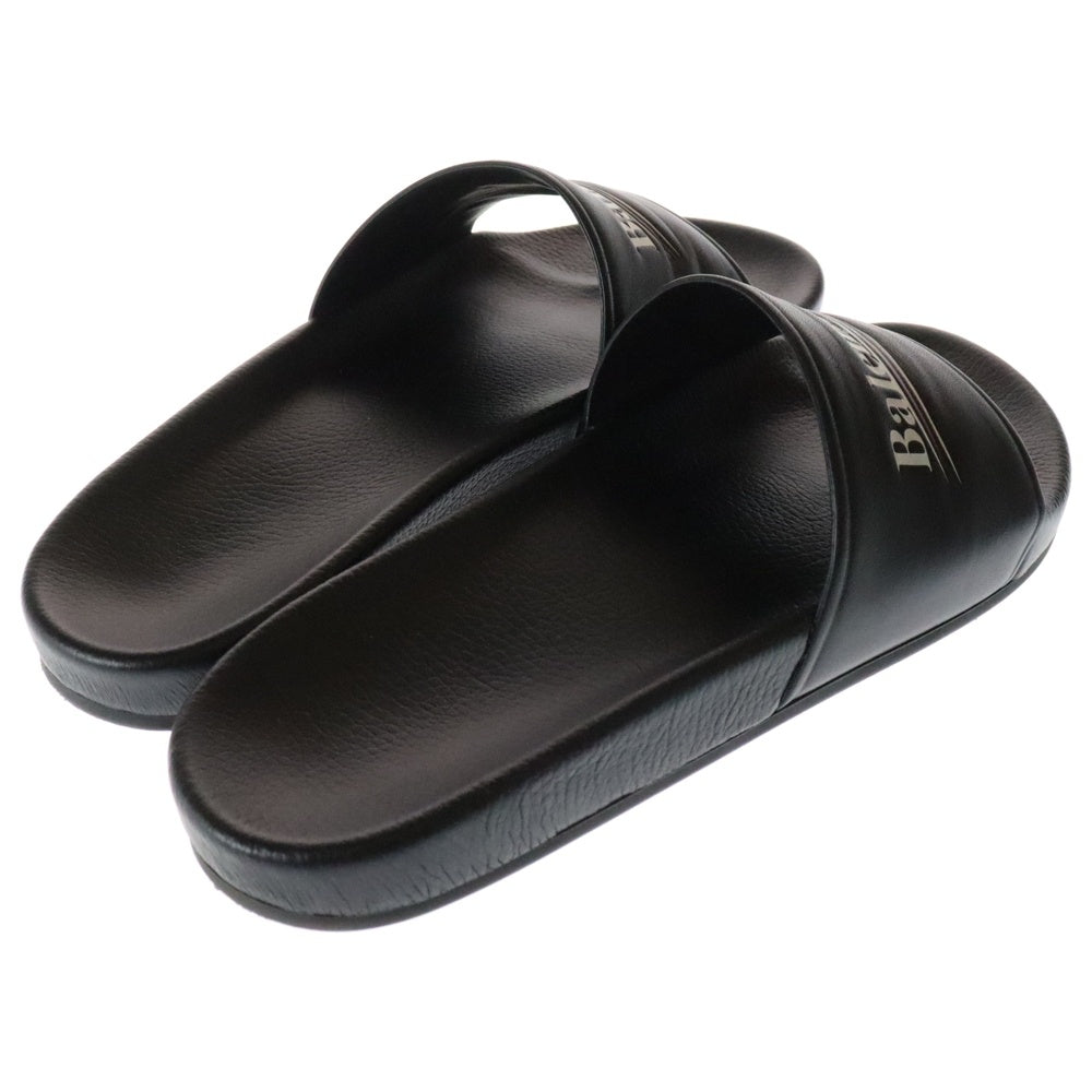 BALENCIAGA(バレンシアガ) キャンペーン ロゴ レザー スライド サンダル ブラック 506351