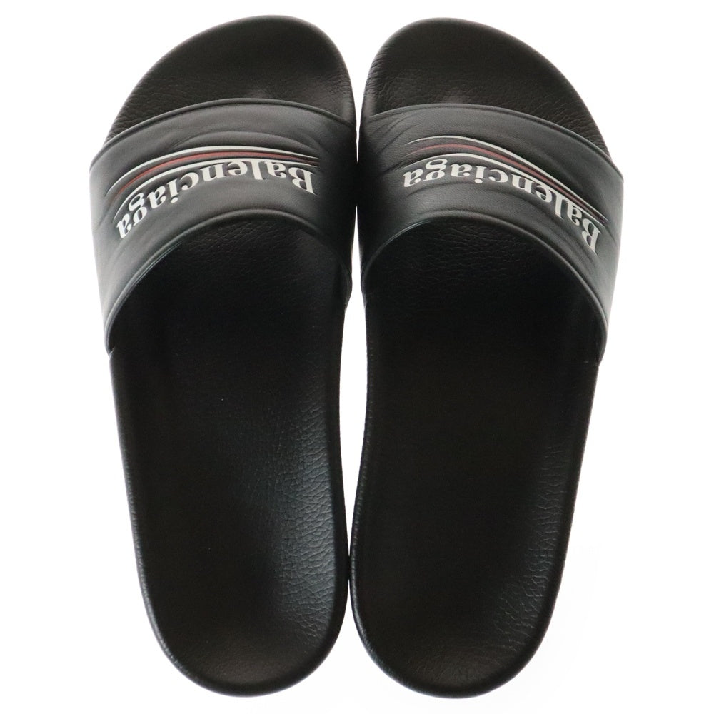 BALENCIAGA(バレンシアガ) キャンペーン ロゴ レザー スライド サンダル ブラック 506351