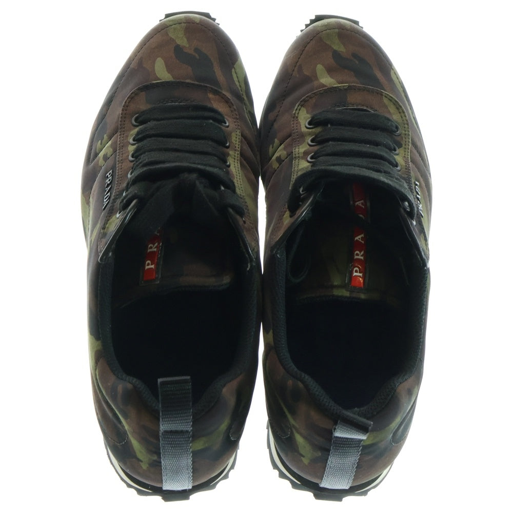 PRADA(プラダ) CAMOUFLAGE SNEAKER カモフラージュ サイドロゴ ローカットスニーカー カモ柄 カーキ/ブラック 4E 3220