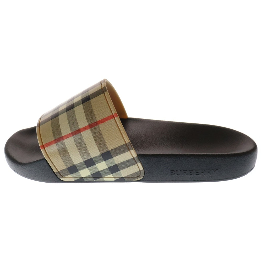 BURBERRY(バーバリー) ヴィンテージ チェック スライド ラバーサンダル ブラック/ブラウン 8024232 レディース