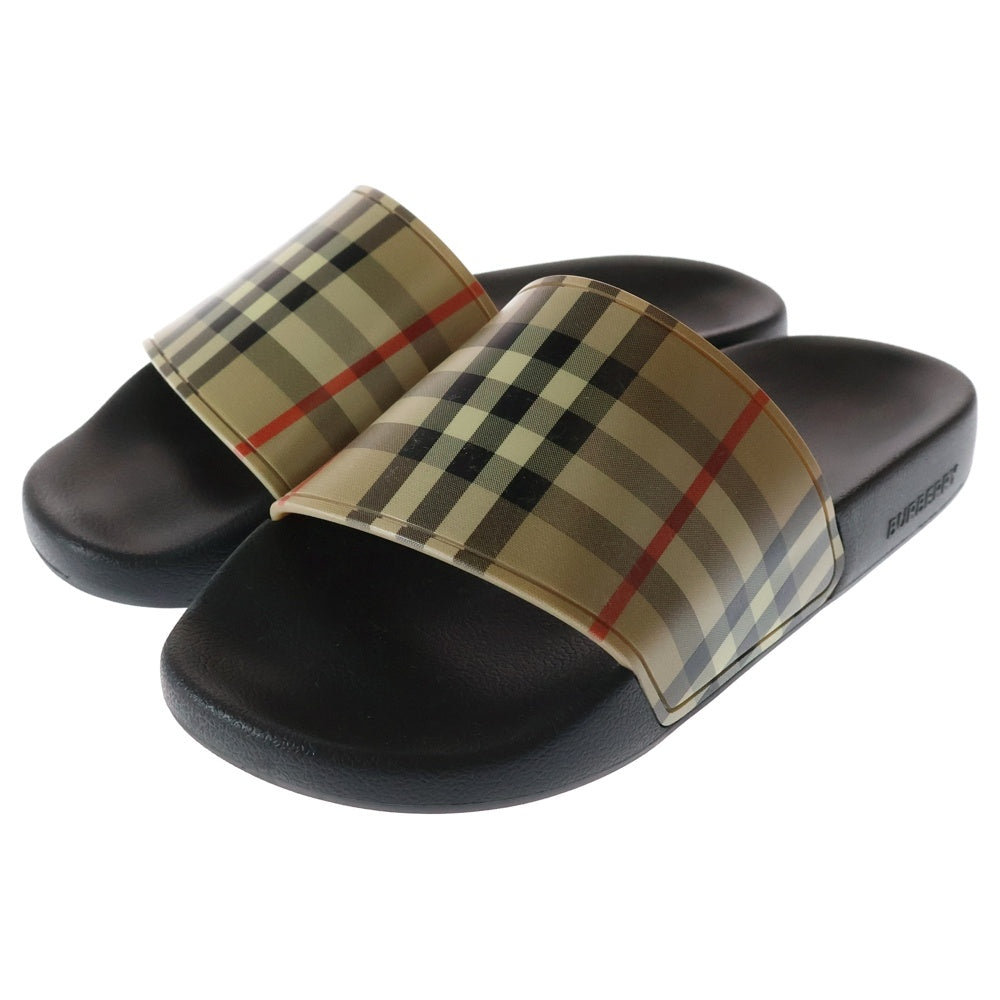 BURBERRY(バーバリー) ヴィンテージ チェック スライド ラバーサンダル ブラック/ブラウン 8024232 レディース