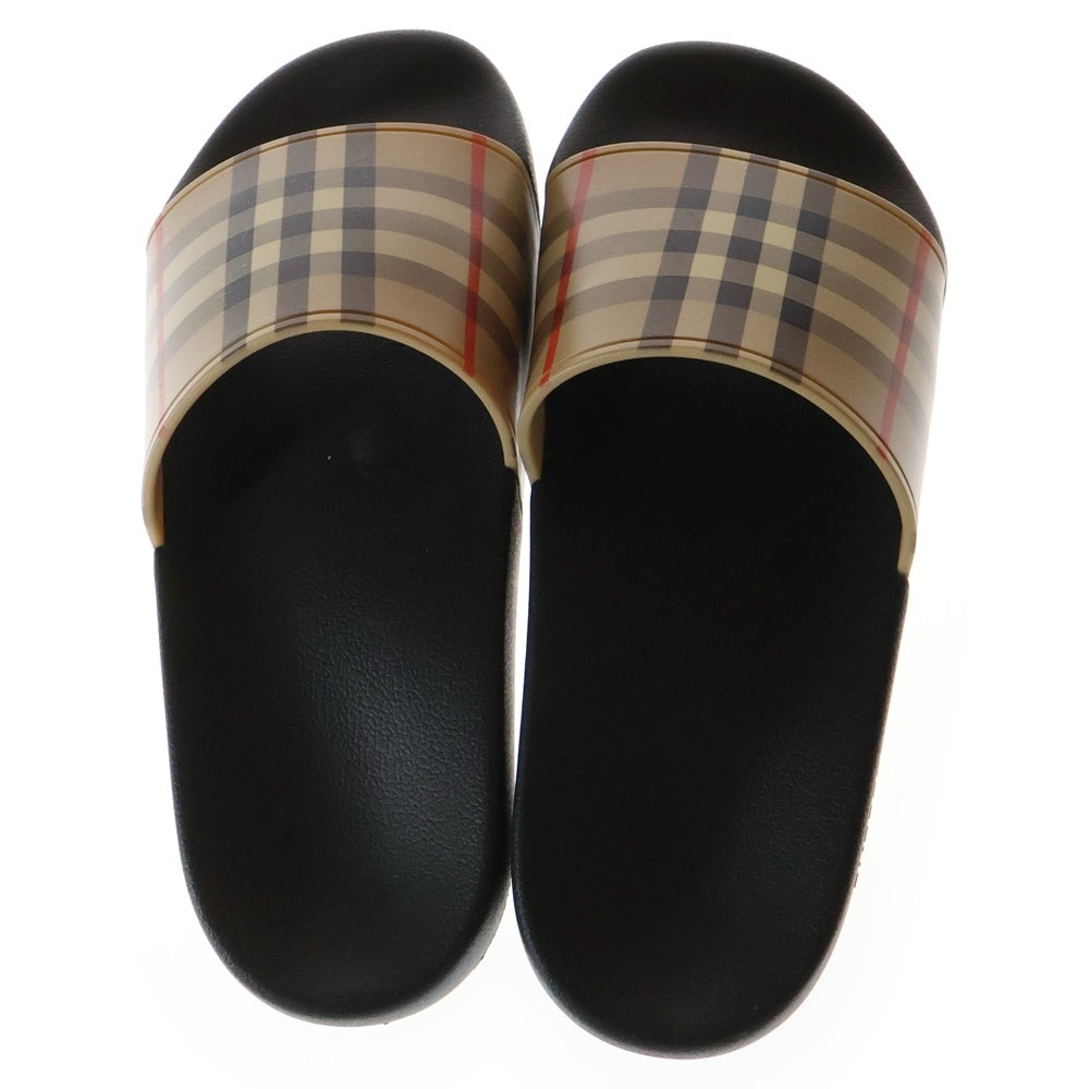 BURBERRY(バーバリー) ヴィンテージ チェック スライド ラバーサンダル ブラック/ブラウン 8024232 レディース