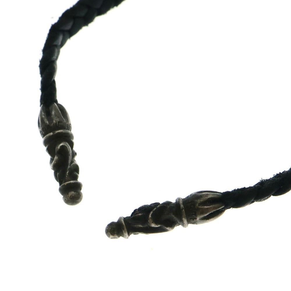 CHROME HEARTS(クロムハーツ) LEATHER BRAID SCROLL ネックレス レザーブレイドネックレス ブラック/シルバー BCA377
