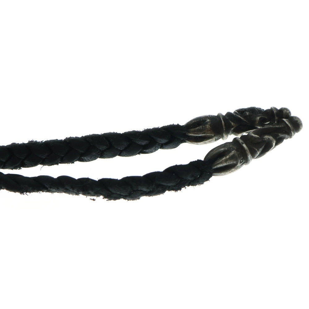 CHROME HEARTS(クロムハーツ) LEATHER BRAID SCROLL ネックレス レザーブレイドネックレス ブラック/シルバー BCA377