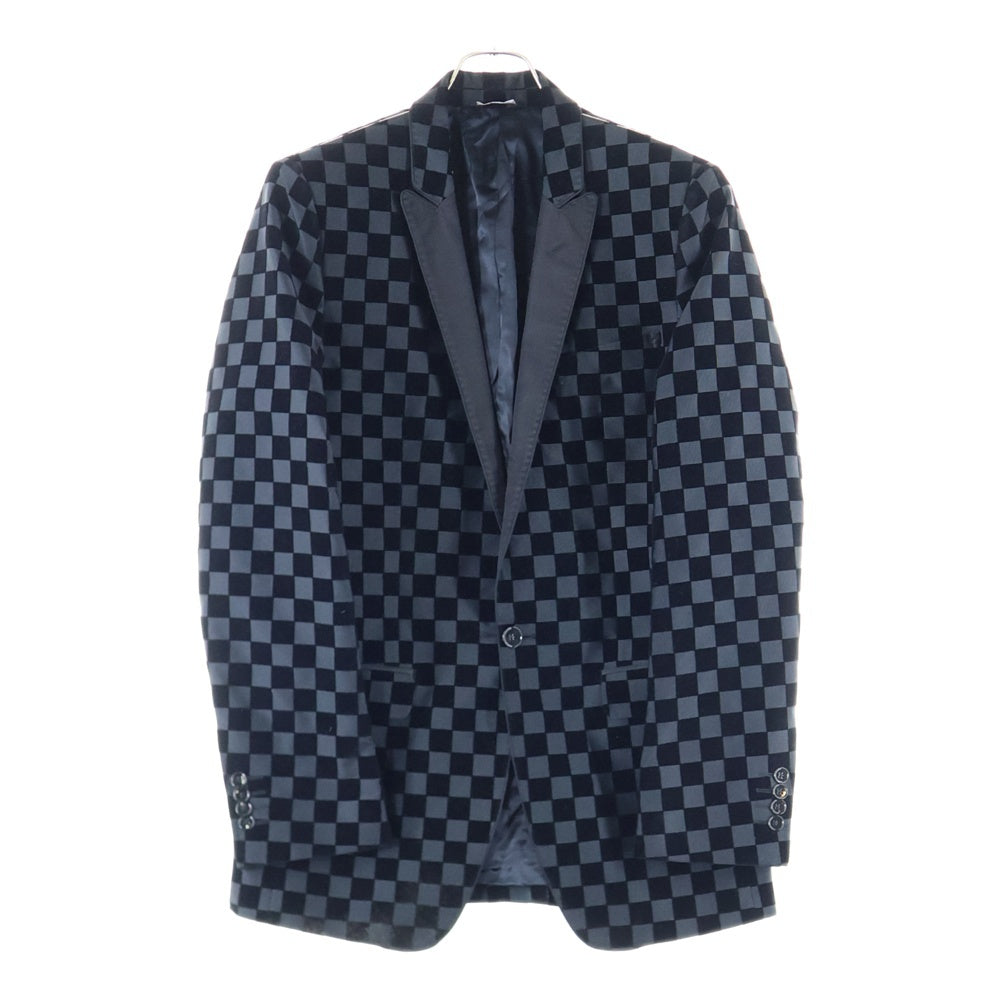DOLCE & GABBANA(ドルチェアンドガッバーナ) ベロア ブロックチェック 1B テーラードジャケット ブラック G2966T