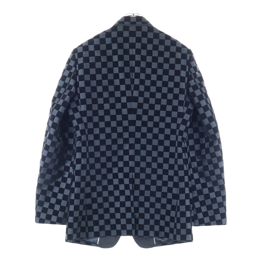 DOLCE & GABBANA(ドルチェアンドガッバーナ) ベロア ブロックチェック 1B テーラードジャケット ブラック G2966T