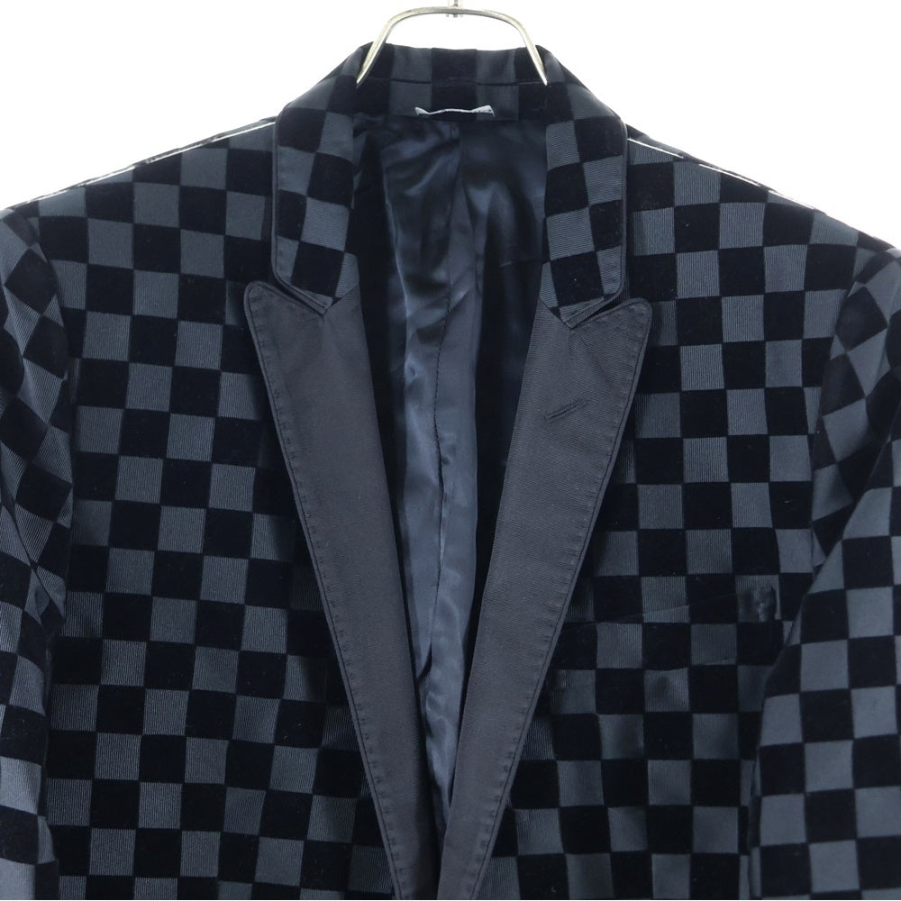 DOLCE & GABBANA(ドルチェアンドガッバーナ) ベロア ブロックチェック 1B テーラードジャケット ブラック G2966T