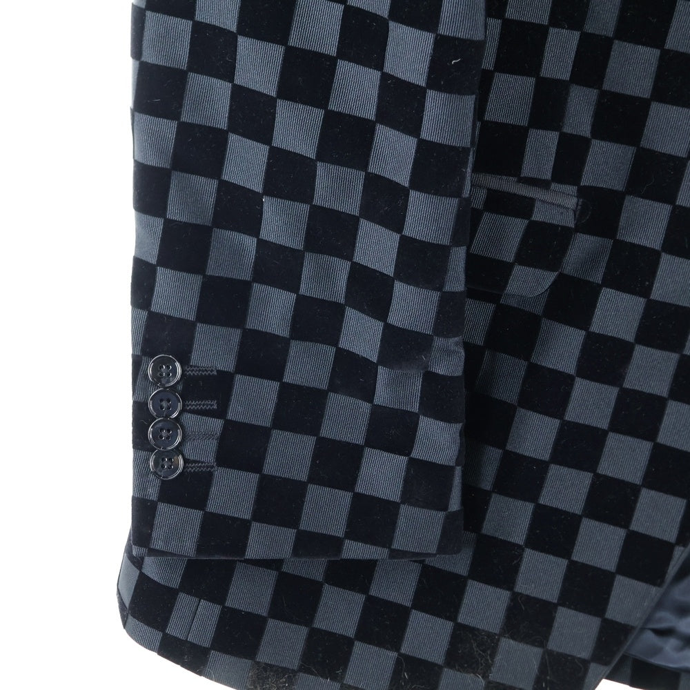 DOLCE & GABBANA(ドルチェアンドガッバーナ) ベロア ブロックチェック 1B テーラードジャケット ブラック G2966T