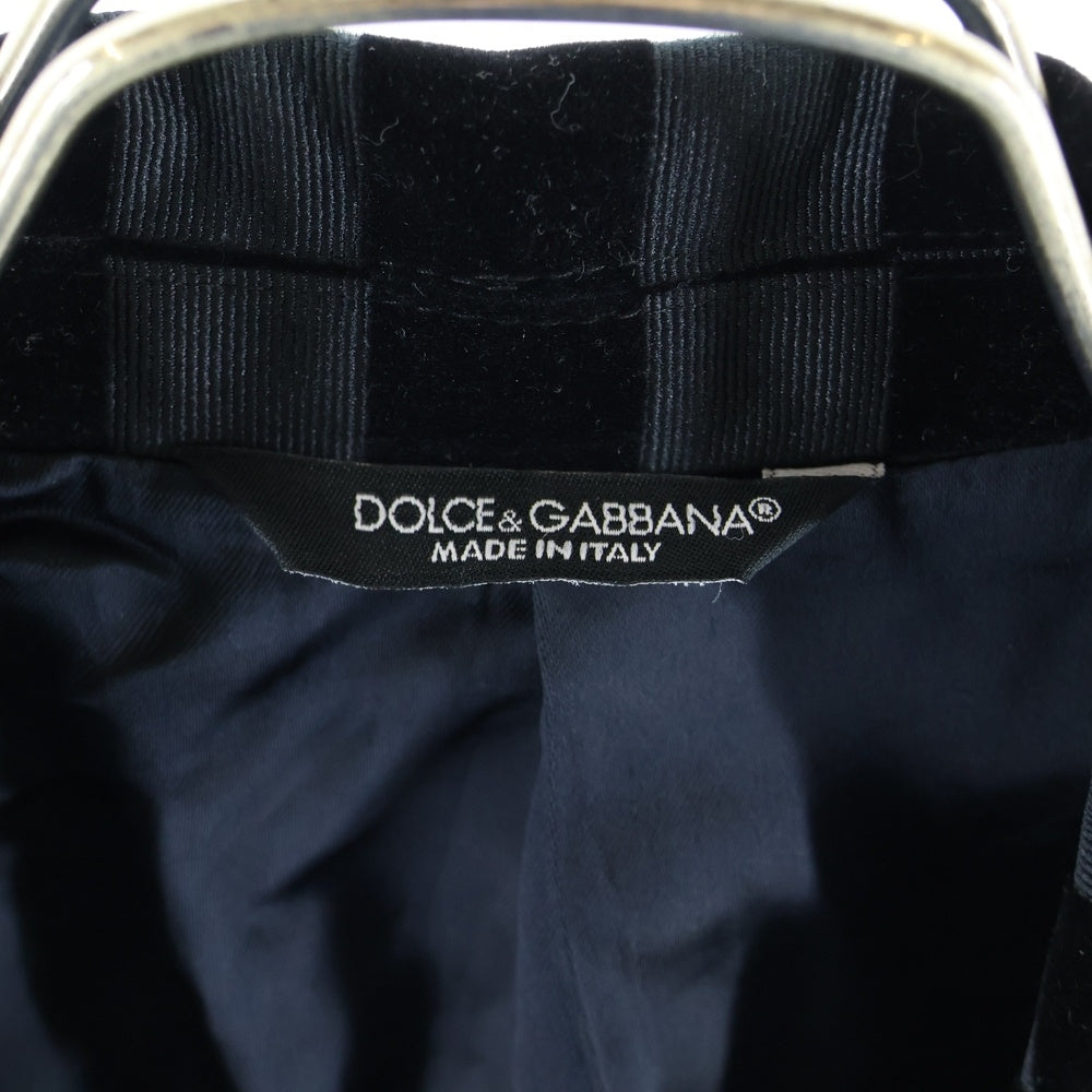 DOLCE & GABBANA(ドルチェアンドガッバーナ) ベロア ブロックチェック 1B テーラードジャケット ブラック G2966T