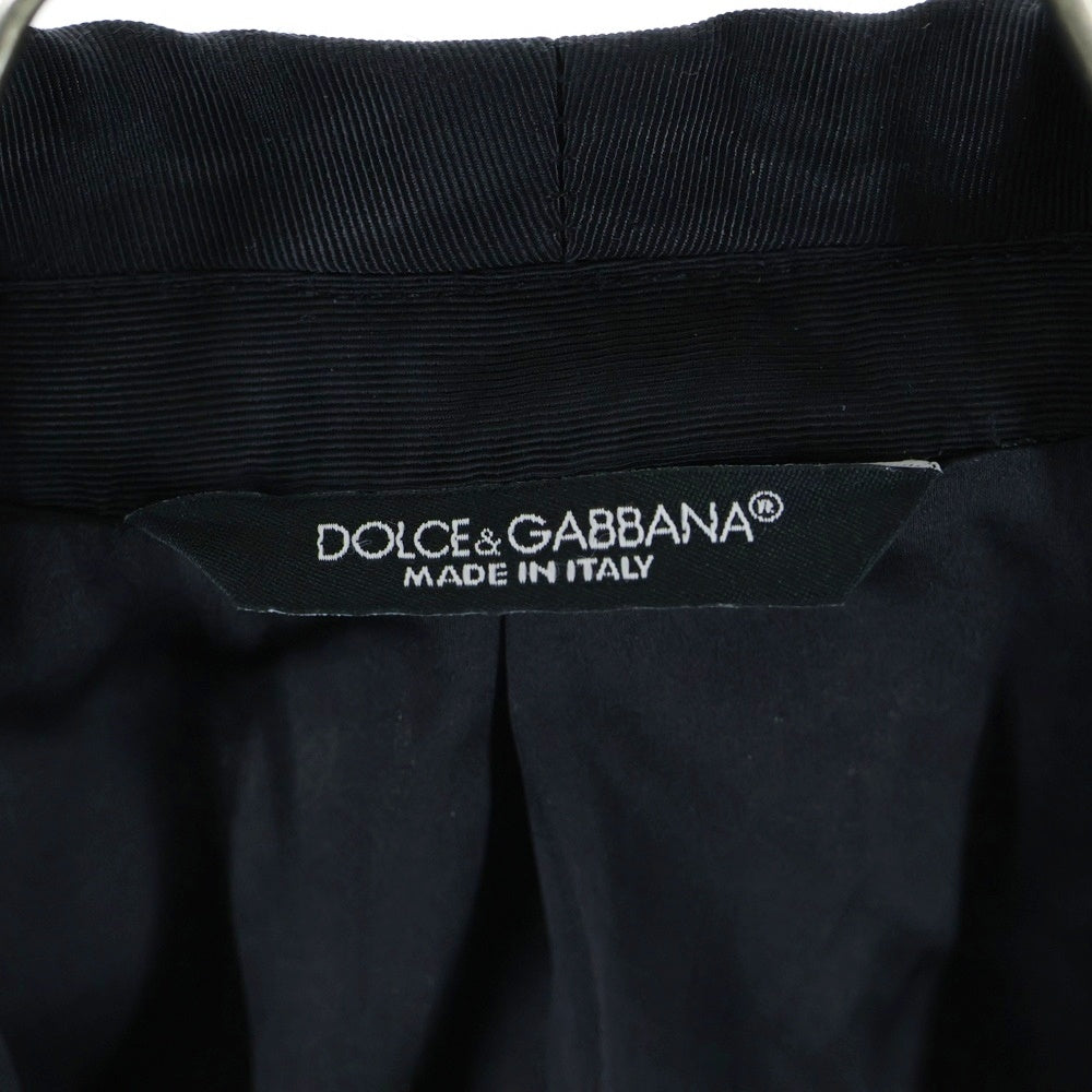 DOLCE & GABBANA(ドルチェアンドガッバーナ) 総柄 シルク ショールカラー タキシードジャケット ブラック/ホワイト G2MD7T/HS12F