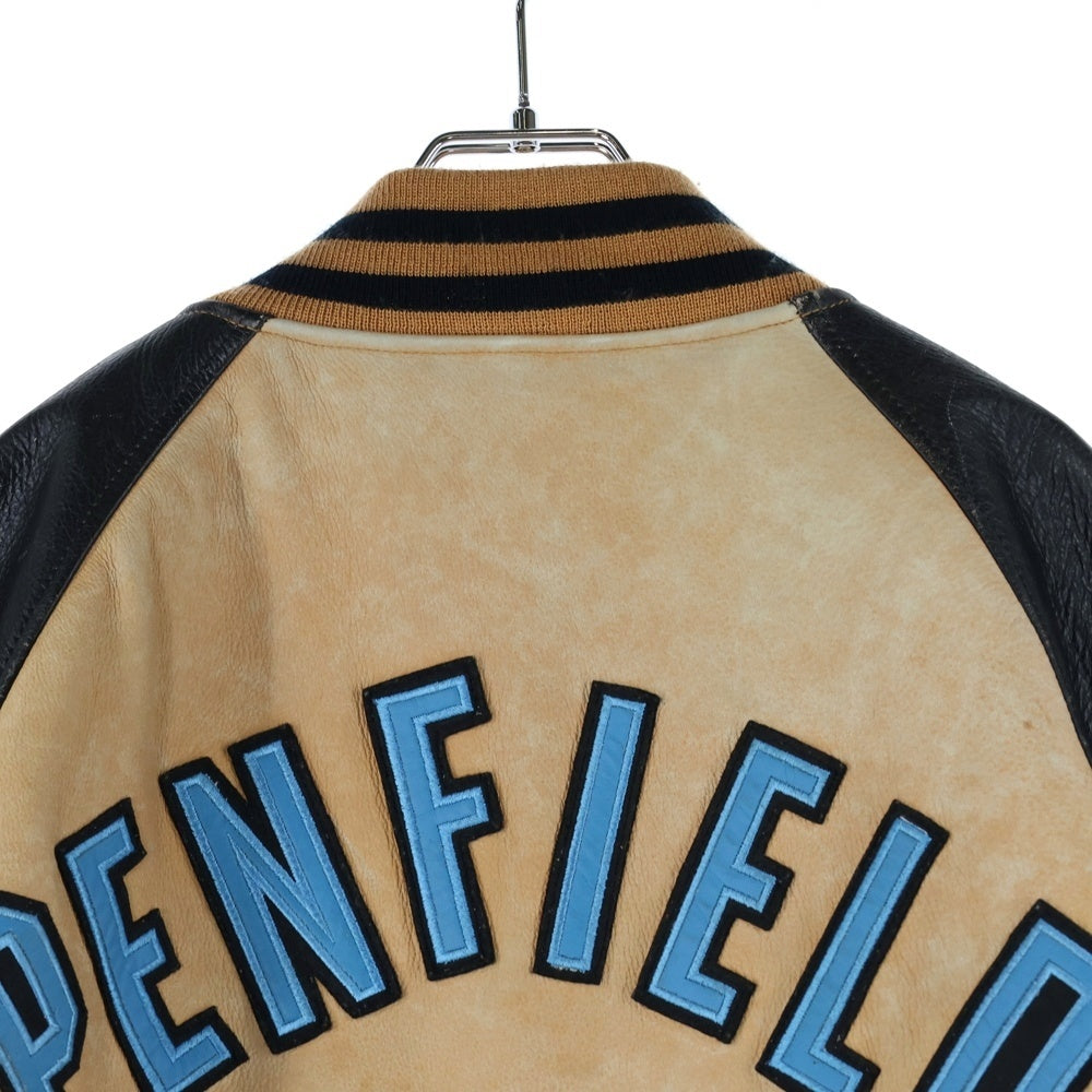 Pen Field(ペンフィールド) ロゴワッペン付き スタジアムジャケット ブラウン/ブラック