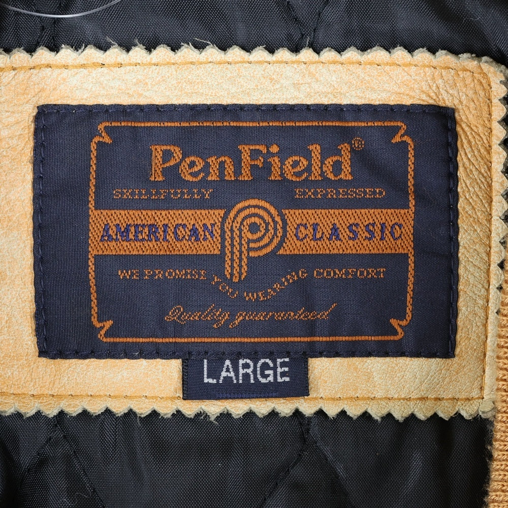 Pen Field(ペンフィールド) ロゴワッペン付き スタジアムジャケット ブラウン/ブラック
