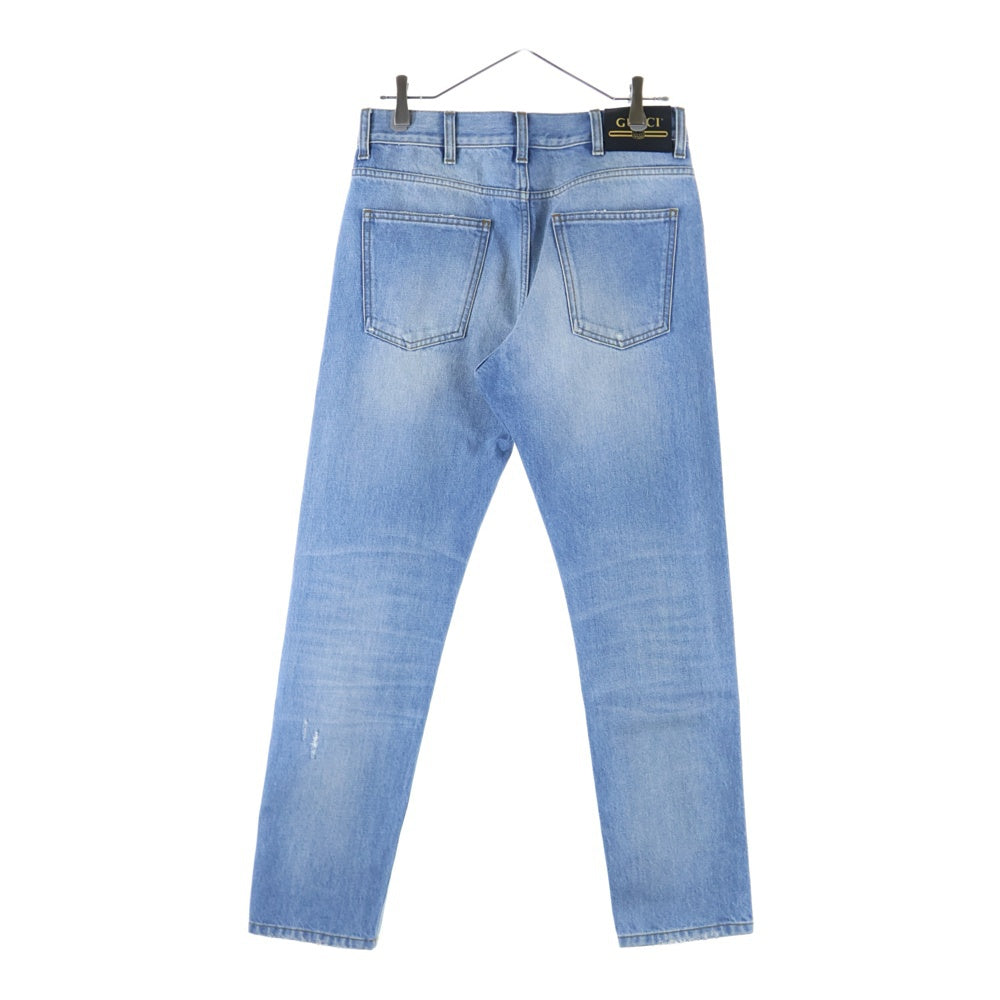 GUCCI(グッチ) ダメージ加工 ウォッシュドデニム テーパードパンツ インディゴ 408637 XDBK7