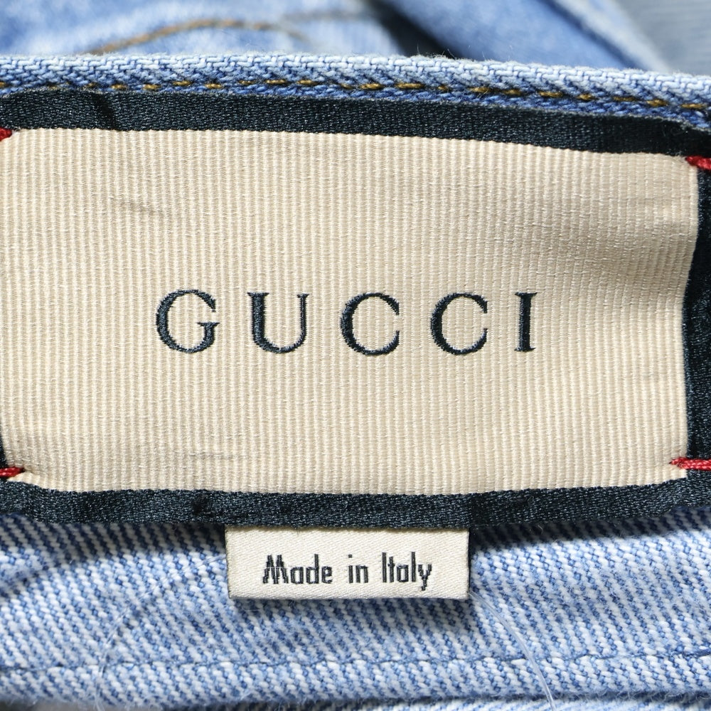 GUCCI(グッチ) ダメージ加工 ウォッシュドデニム テーパードパンツ インディゴ 408637 XDBK7