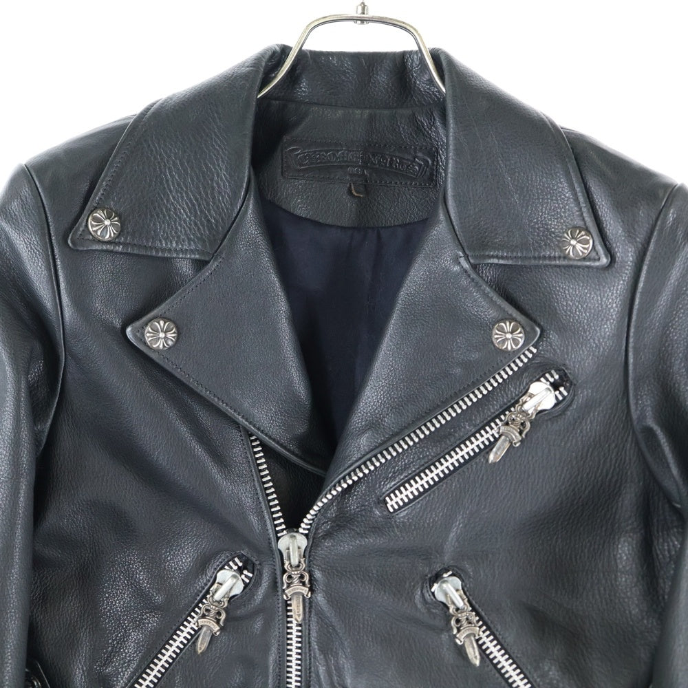 CHROME HEARTS(クロムハーツ) JJ DEAN JJディーン ダガージップ ライダース レザージャケット レディース キッズ ブラック