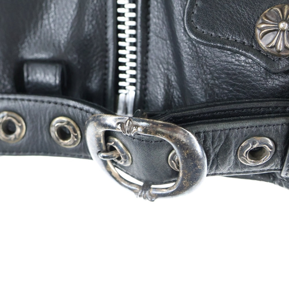 CHROME HEARTS(クロムハーツ) JJ DEAN JJディーン ダガージップ ライダース レザージャケット レディース キッズ ブラック