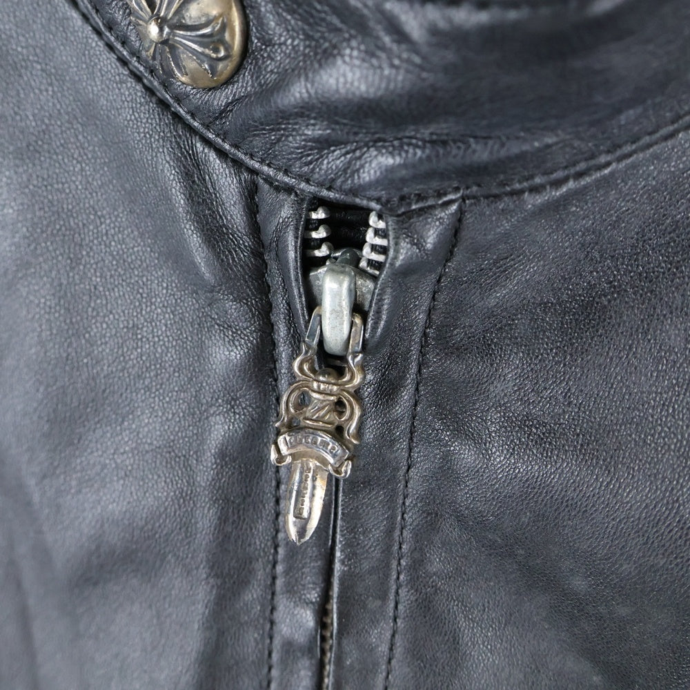 CHROME HEARTS(クロムハーツ) RACING2 DENVER レーシング2 ダガージップ レザー シングル ライダースジャケット レディース ブラック