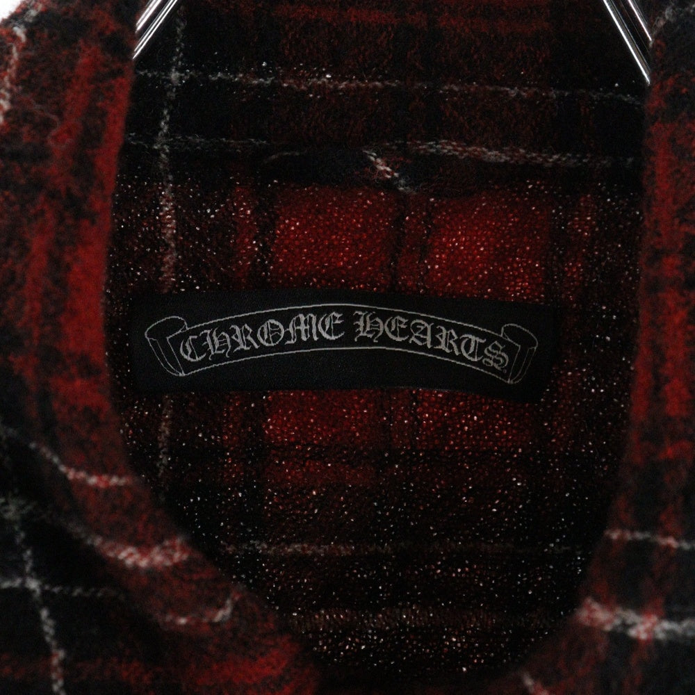 CHROME HEARTS(クロムハーツ) フローラルクロスボタン 袖クロスパッチ ガーゼ チェック 長袖シャツ レッド JVPタグ