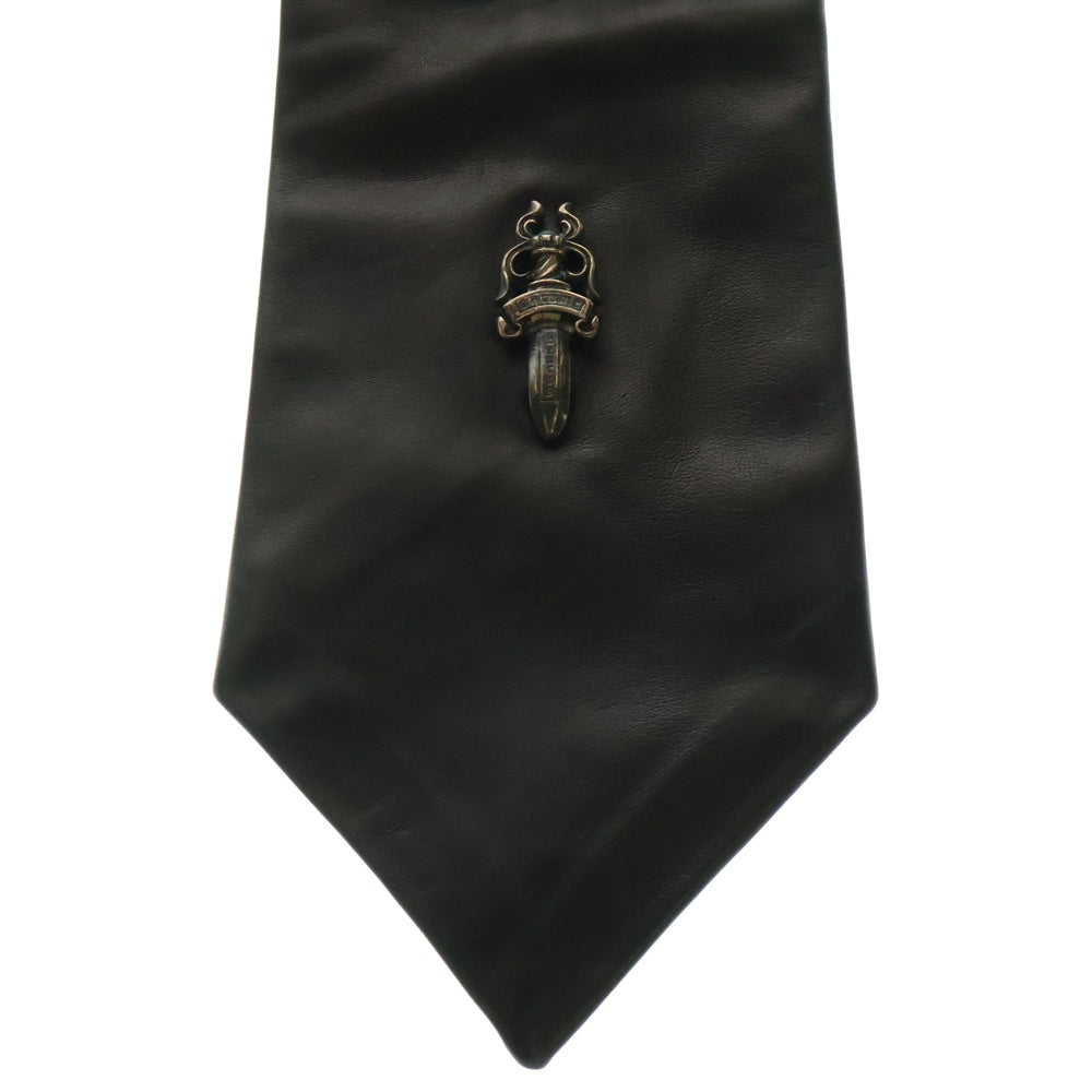 CHROME HEARTS(クロムハーツ) TIE NEK LTHR ダガーモチーフ レザーネクタイ ブラック