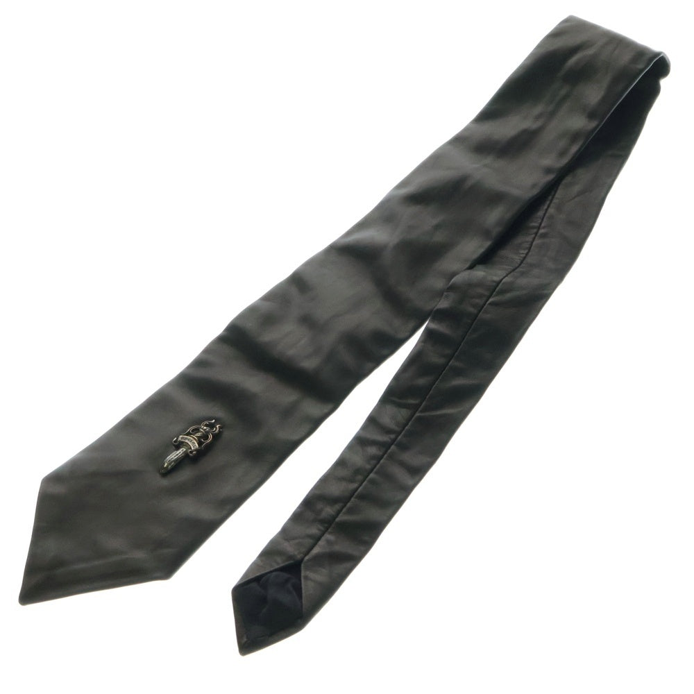 CHROME HEARTS(クロムハーツ) TIE NEK LTHR ダガーモチーフ レザーネクタイ ブラック