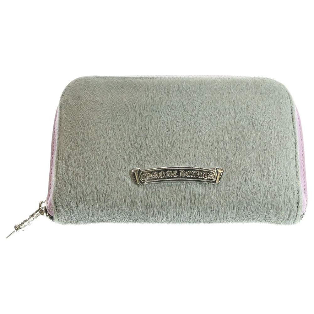 CHROME HEARTS(クロムハーツ) REC F ZIP MINI ミニ ラウンドジップ ハラコレザー コンパクトウォレット 財布 グレー