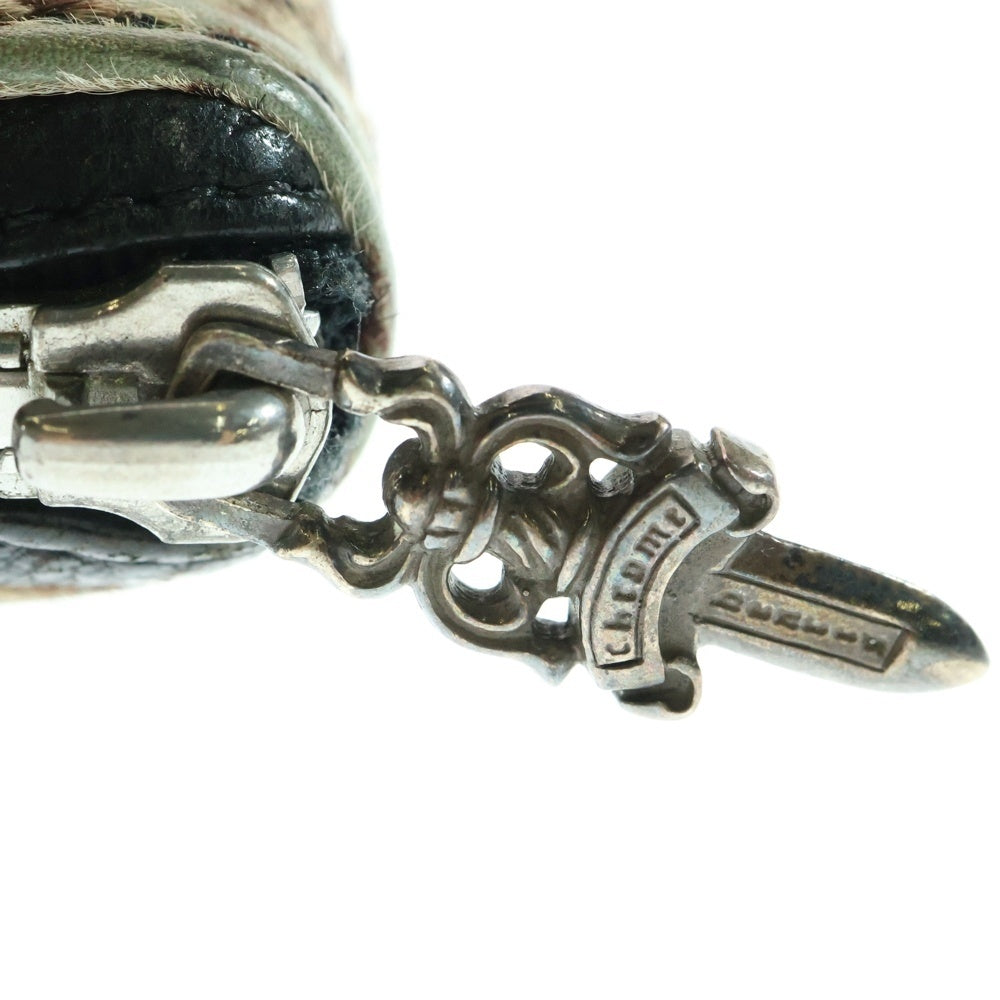 CHROME HEARTS(クロムハーツ) REC F ZIP MINI ミニ ラウンドジップ ダルメシアン ハラコレザー コンパクトウォレット 財布 ブラウン/ホワイト
