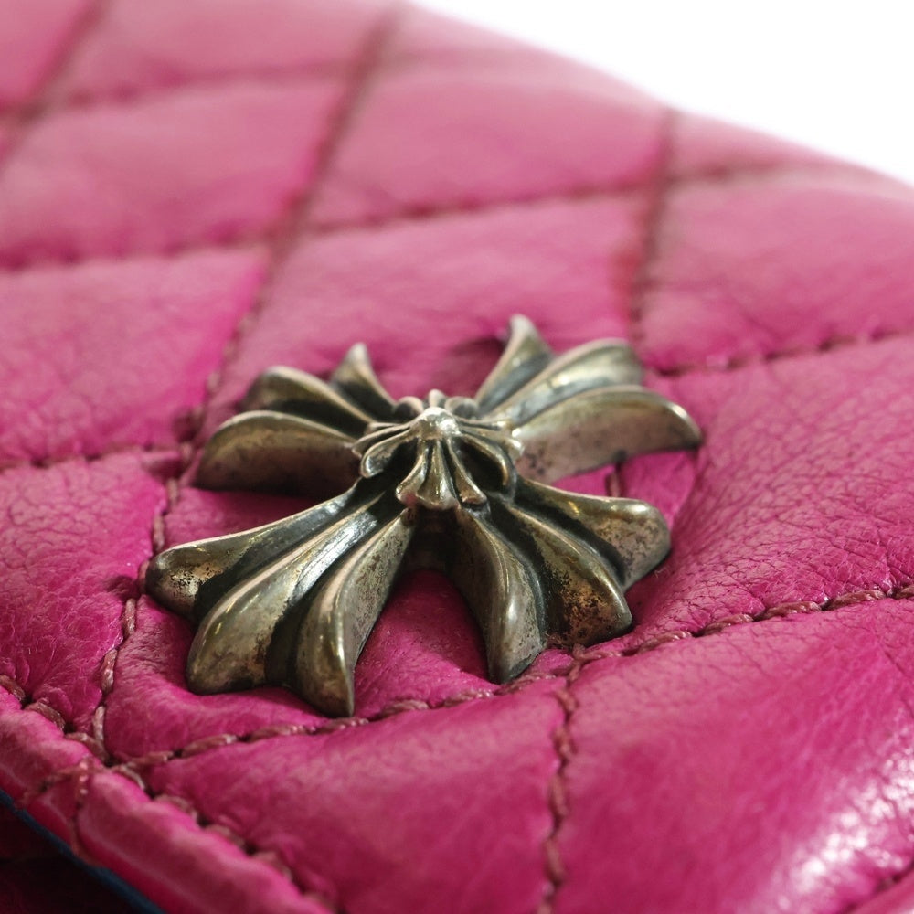 CHROME HEARTS(クロムハーツ) WAVE4 QLT 3SNP #4 ウェーブ キルティング レザー ロングウォレット 長財布 ピンク