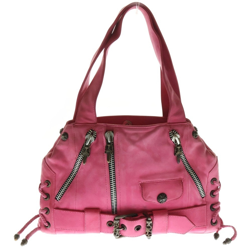 CHROME HEARTS(クロムハーツ) JJ DEAN SMALL JJディーン スモール ヌバックレザー ライダース ハンドバッグ ピンク レディース