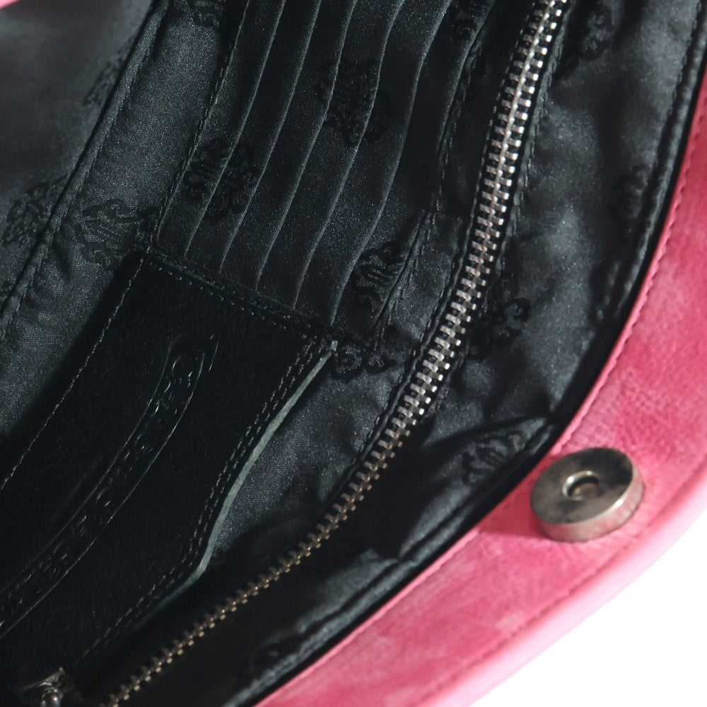 CHROME HEARTS(クロムハーツ) JJ DEAN SMALL JJディーン スモール ヌバックレザー ライダース ハンドバッグ ピンク レディース