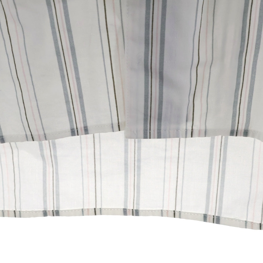 VISVIM(ヴィスヴィム) 16AW ノーカラー ダブルポケット ストライプ 長袖シャツ ホワイト/ブルー 0116205011011