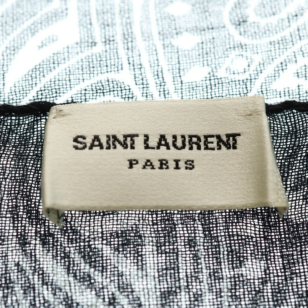 SAINT LAURENT PARIS(サンローランパリ) ペイズリー 総柄 バンダナ スカーフ ブラック