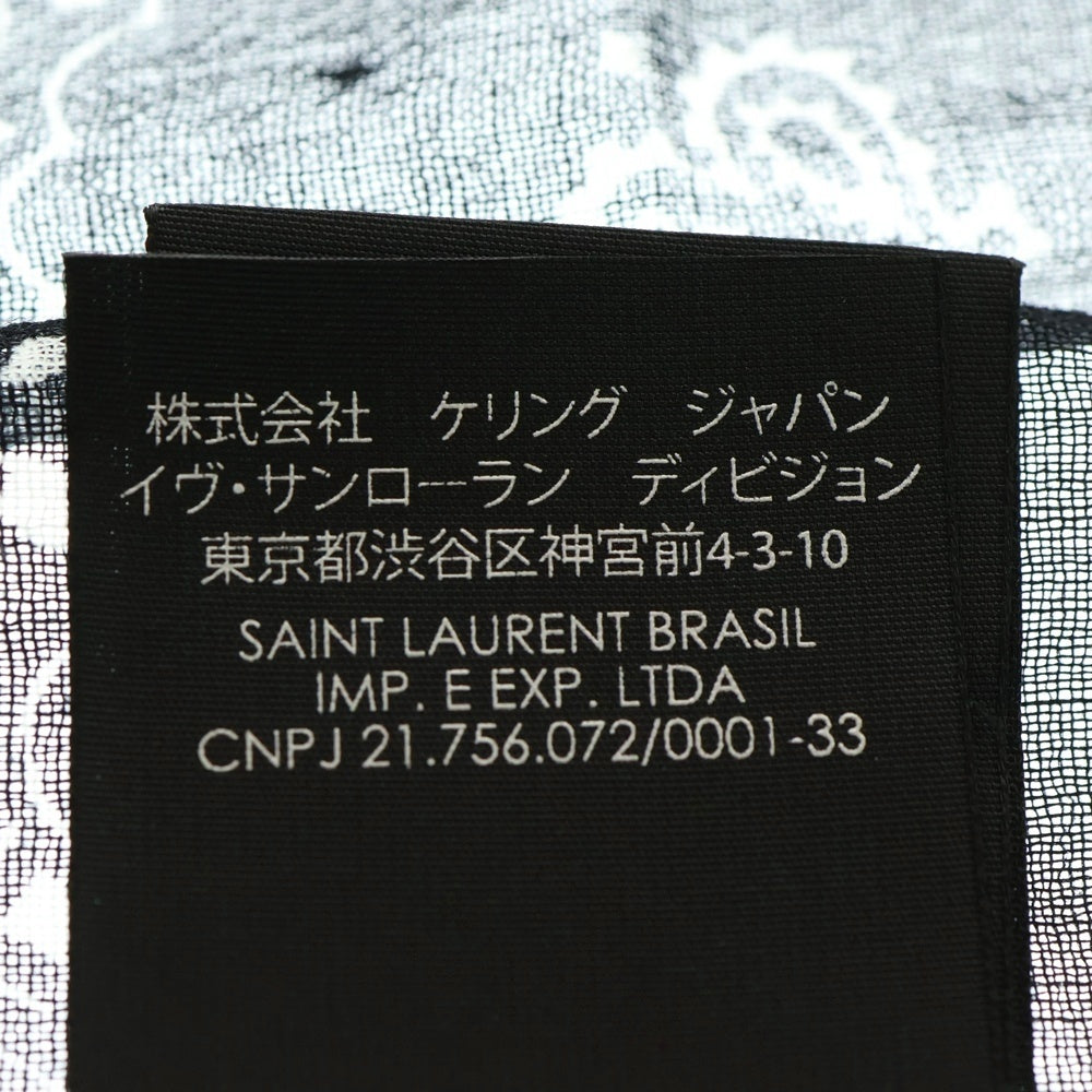 SAINT LAURENT PARIS(サンローランパリ) ペイズリー 総柄 バンダナ スカーフ ブラック