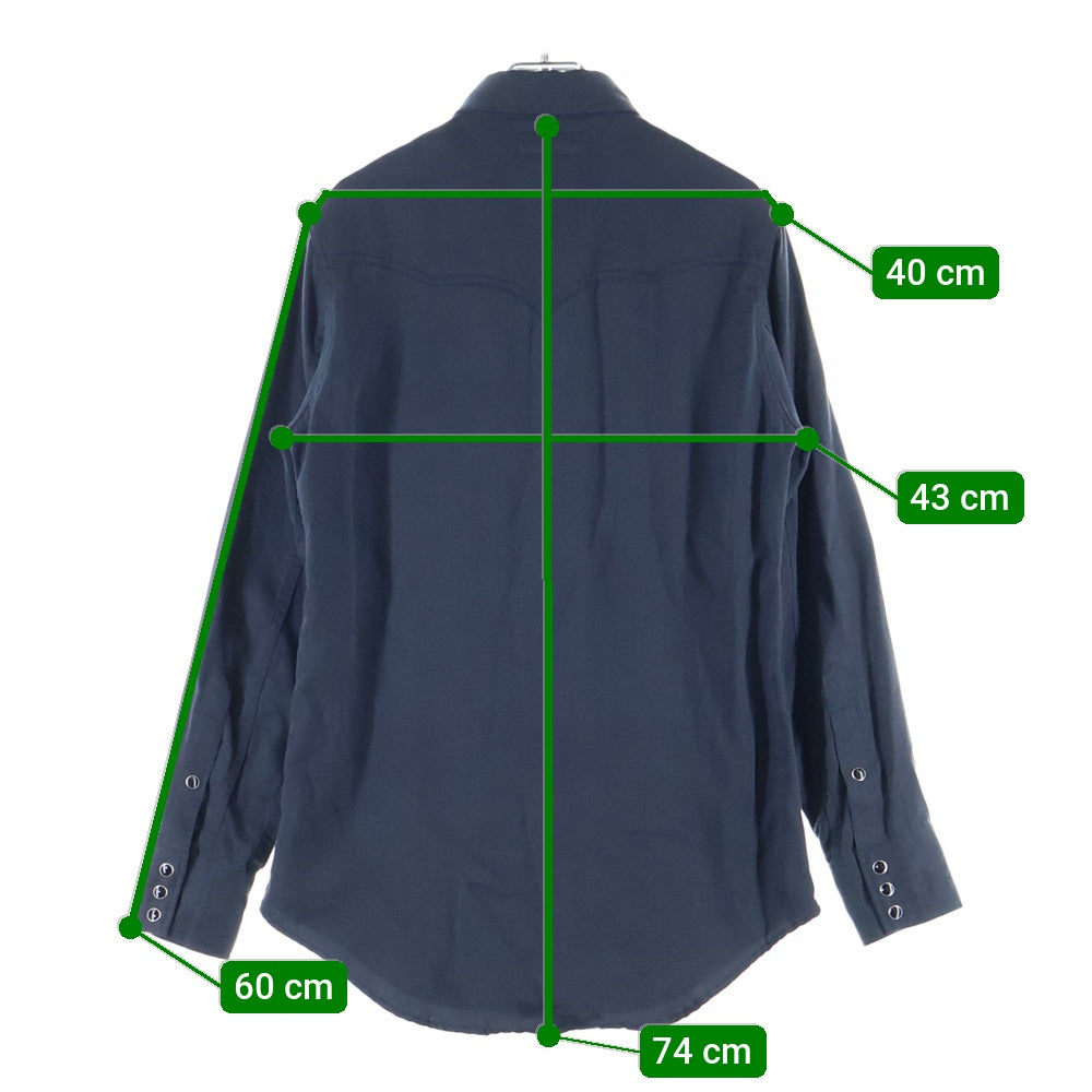 SAINT LAURENT PARIS(サンローランパリ) 15AW WESTERN L/S SHIRT ウエスタン フロントボタン 長袖シャツ ネイビー 391674 Y946I