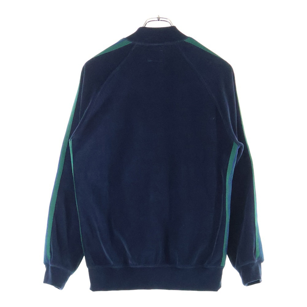 Needles(ニードルス) RIB COLLER TRACK JACKET リブカラーライン ベロア トラックジャケット ジャージ ネイビー/グリーン FK197