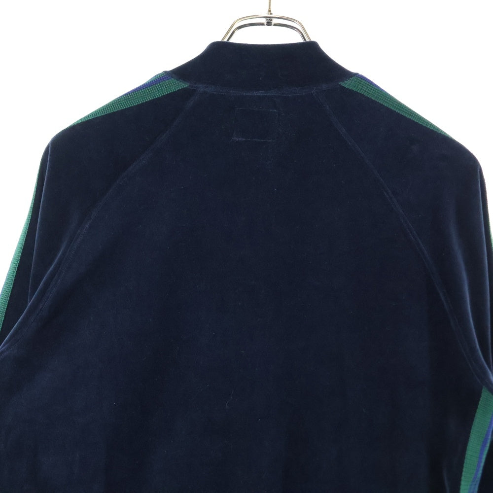 Needles(ニードルス) RIB COLLER TRACK JACKET リブカラーライン ベロア トラックジャケット ジャージ ネイビー/グリーン FK197