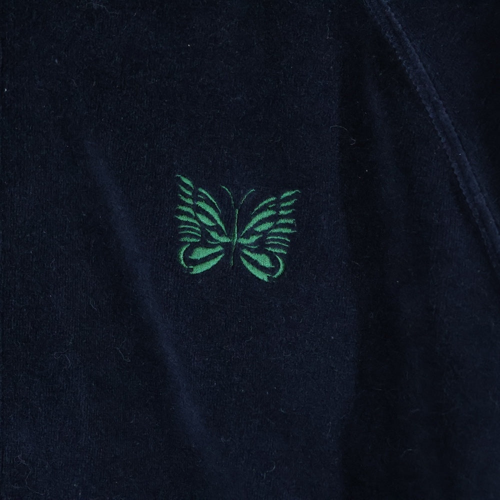 Needles(ニードルス) RIB COLLER TRACK JACKET リブカラーライン ベロア トラックジャケット ジャージ ネイビー/グリーン FK197