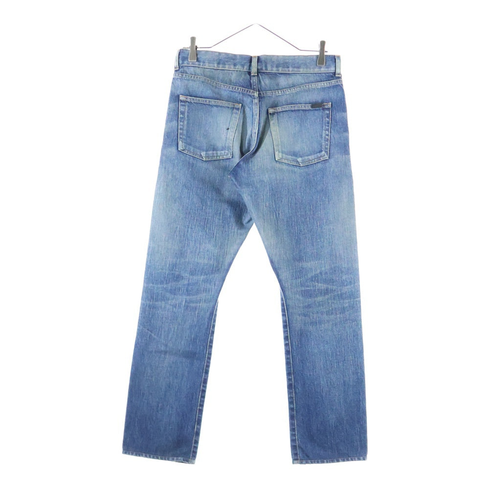 SAINT LAURENT PARIS(サンローランパリ) 20AW STRAIGHT JEANS ロゴレザーパッチ デニムパンツ ジーンズ ボタンフライ インディゴ 597052 Y945Q