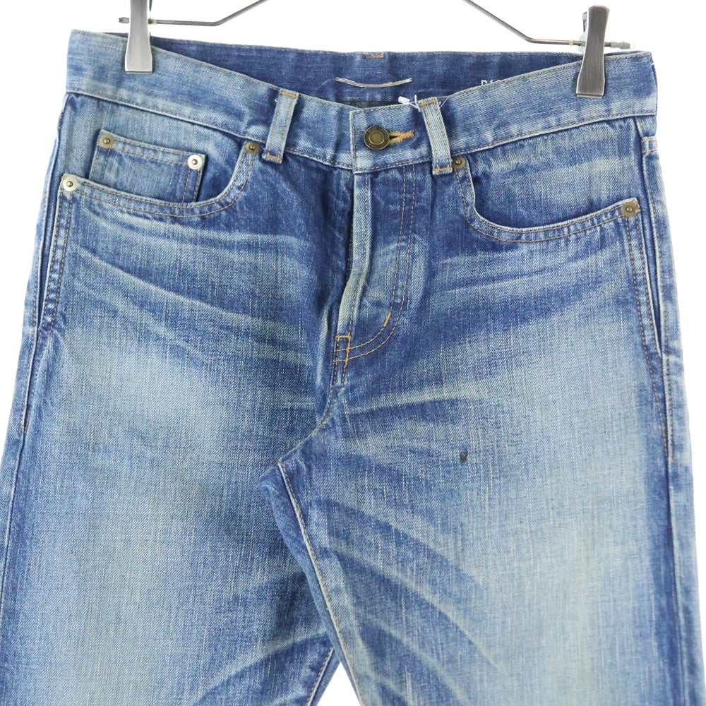 SAINT LAURENT PARIS(サンローランパリ) 20AW STRAIGHT JEANS ロゴレザーパッチ デニムパンツ ジーンズ ボタンフライ インディゴ 597052 Y945Q