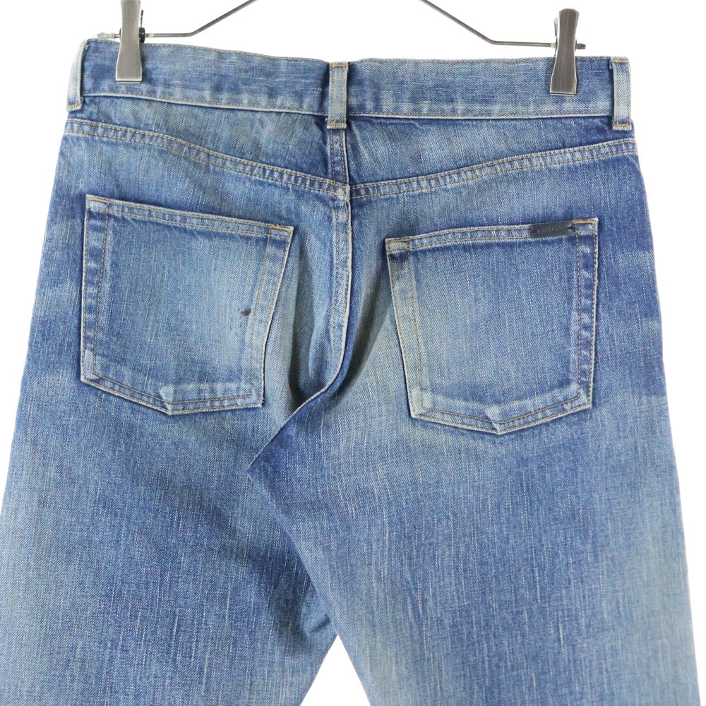 SAINT LAURENT PARIS(サンローランパリ) 20AW STRAIGHT JEANS ロゴレザーパッチ デニムパンツ ジーンズ ボタンフライ インディゴ 597052 Y945Q