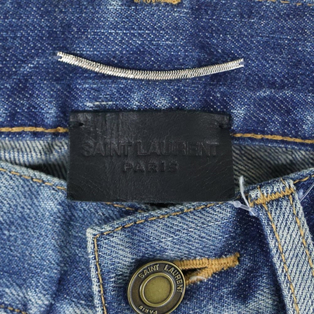 SAINT LAURENT PARIS(サンローランパリ) 20AW STRAIGHT JEANS ロゴレザーパッチ デニムパンツ ジーンズ ボタンフライ インディゴ 597052 Y945Q