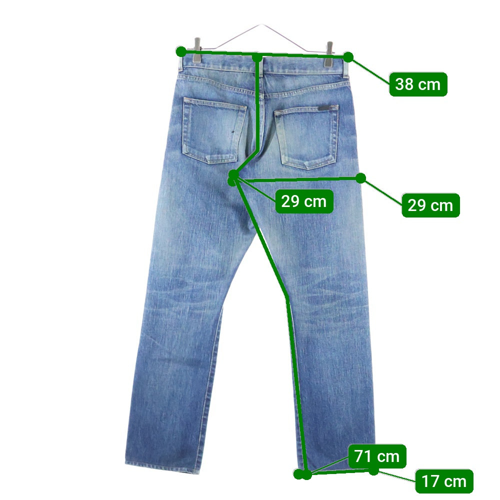 SAINT LAURENT PARIS(サンローランパリ) 20AW STRAIGHT JEANS ロゴレザーパッチ デニムパンツ ジーンズ ボタンフライ インディゴ 597052 Y945Q