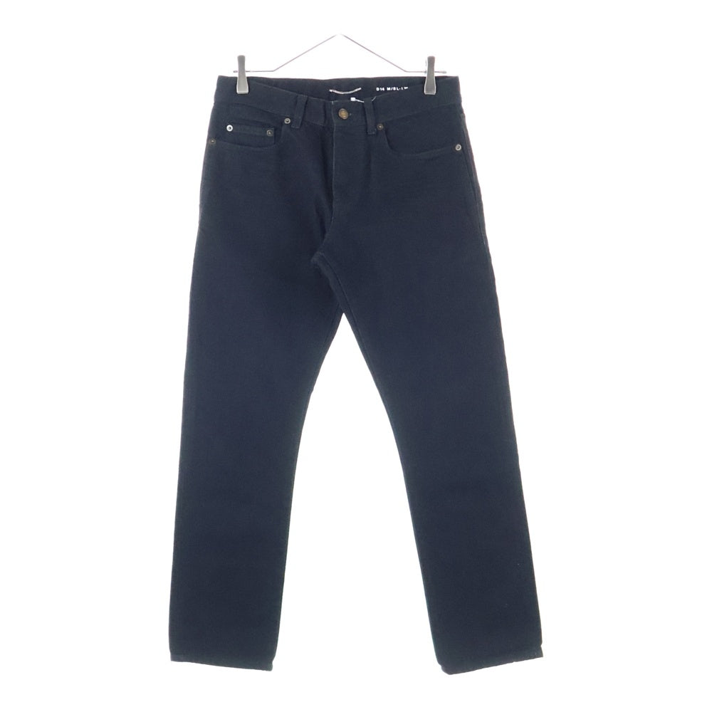 SAINT LAURENT PARIS(サンローランパリ) ロゴレザーパッチ ボタンフライ フレアデニム パンツ ブラック 526881 YF899