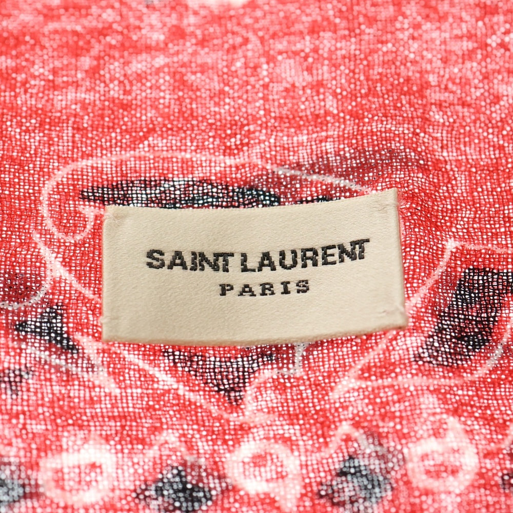 SAINT LAURENT PARIS(サンローランパリ) ペイズリー 総柄 バンダナ スカーフ ストール レッド