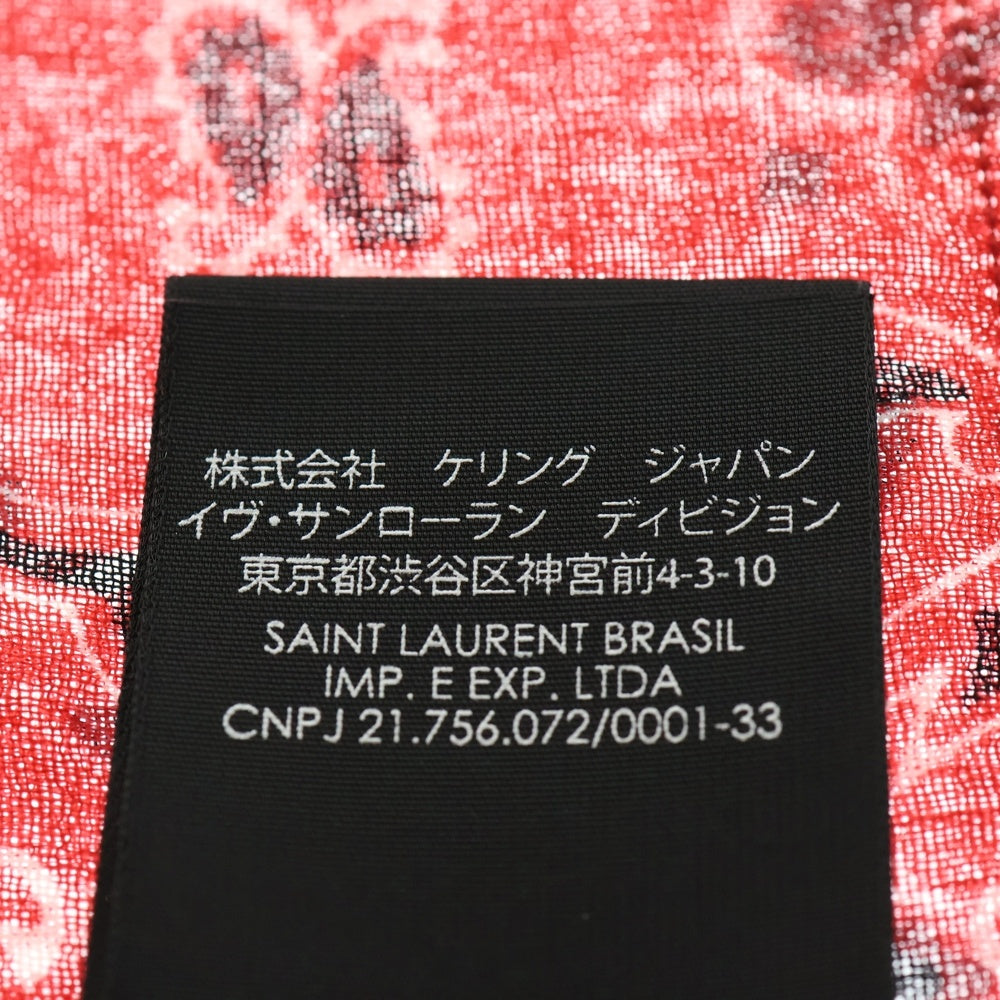 SAINT LAURENT PARIS(サンローランパリ) ペイズリー 総柄 バンダナ スカーフ ストール レッド