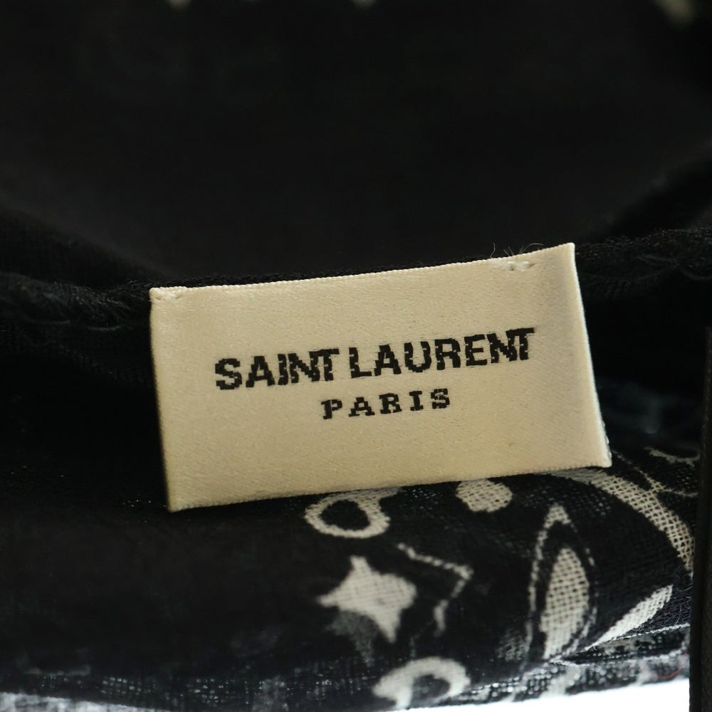 SAINT LAURENT PARIS(サンローランパリ) ペイズリー 総柄 バンダナ ビッグ スカーフ ブラック