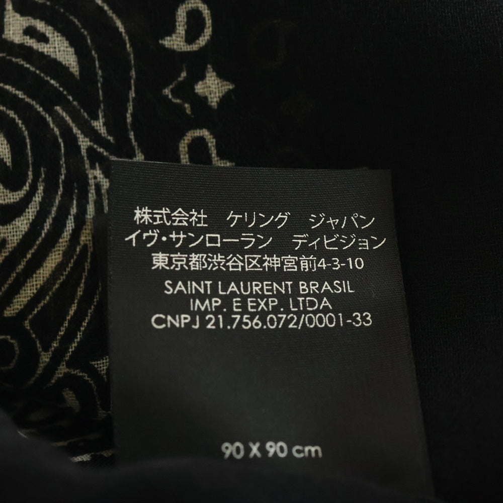 SAINT LAURENT PARIS(サンローランパリ) ペイズリー 総柄 バンダナ ビッグ スカーフ ブラック