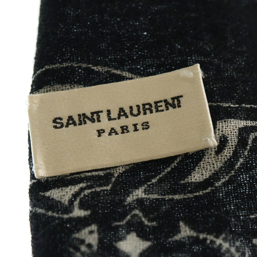 SAINT LAURENT PARIS(サンローランパリ) ペイズリー 総柄 バンダナ スカーフ ストール ブラック