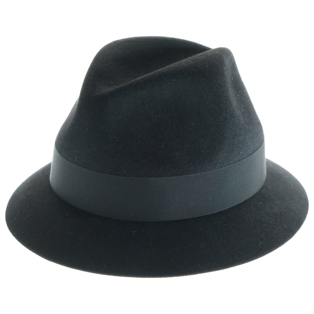 SAINT LAURENT PARIS(サンローランパリ) CHAPEAU LIAM シャポー ウール ロゴプレート 中折れハット 帽子 ブラック 634242-4YG07