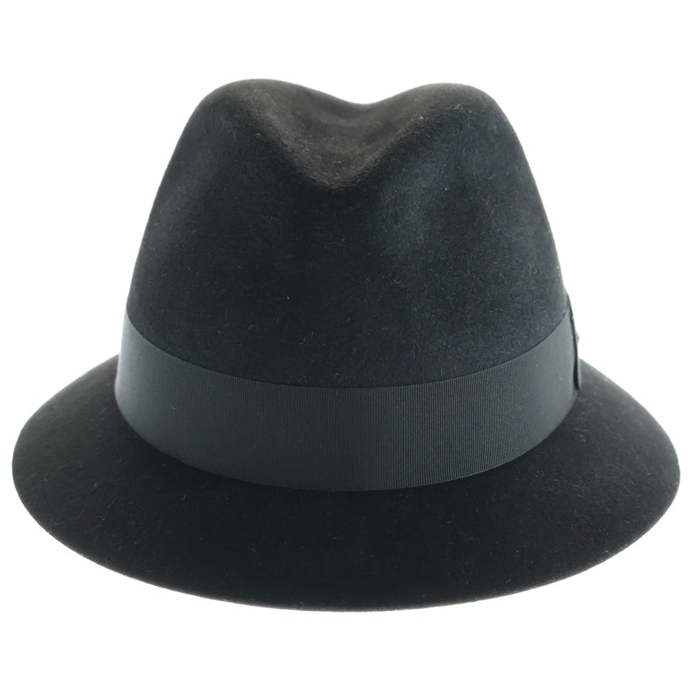 SAINT LAURENT PARIS(サンローランパリ) CHAPEAU LIAM シャポー ウール ロゴプレート 中折れハット 帽子 ブラック 634242-4YG07