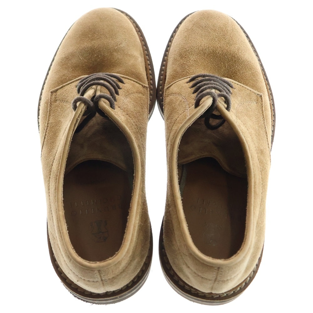 BRUNELLO CUCINELLI(ブルネロクチネリ) レースアップ プレーントゥ スエード ローカットシューズ ブラウン